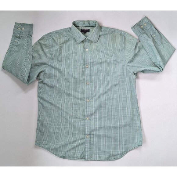 Banana Republic Factory Men's Green Check Dress Shirt Size XL Slim Fit - Picture 1 of 5